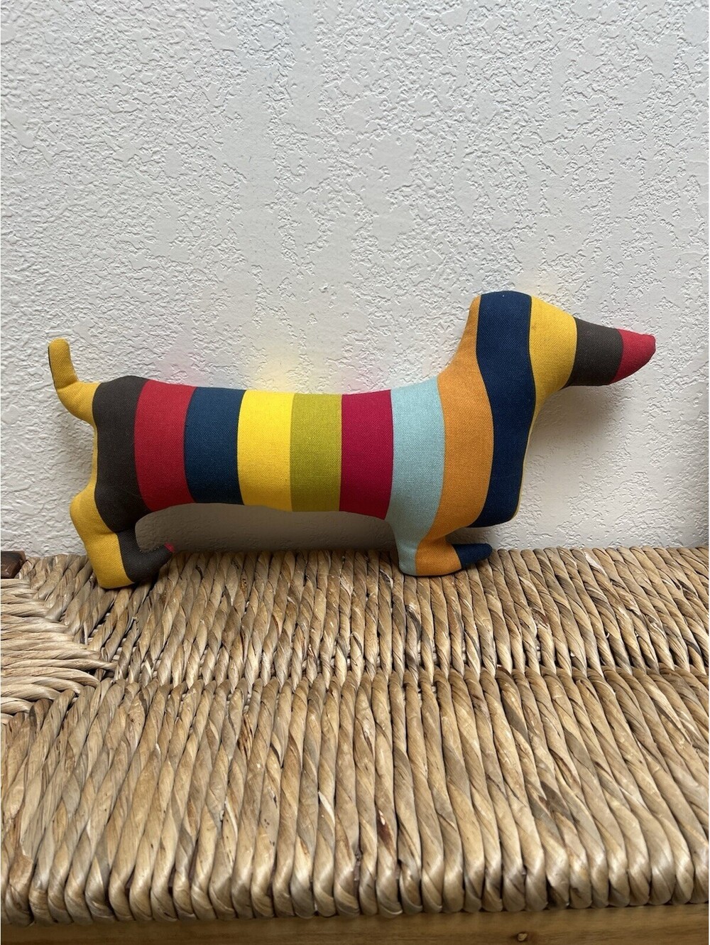 Dachshund Multi Color Stripe Silhouette Pillow Naked Decor Canvas Silkscreen
